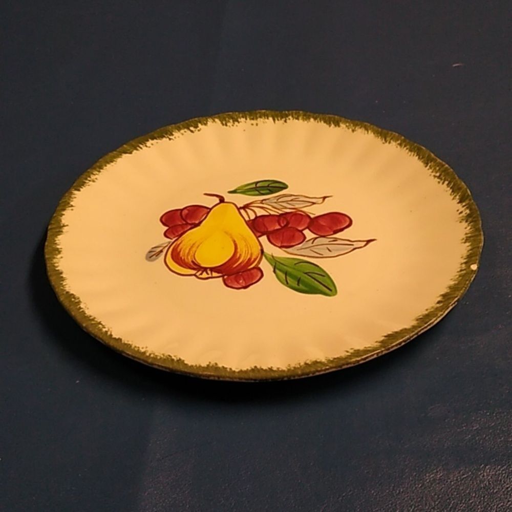 Vintage County Fair Fruit Blue Ridge Southern Pottery Hand Painted Plate Cottage